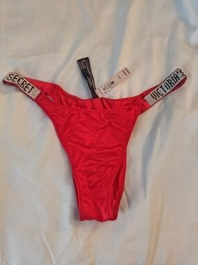 NWT Victoria's Secret Very Sexy Bombshell Shine Strap Brazilian Panty Red M